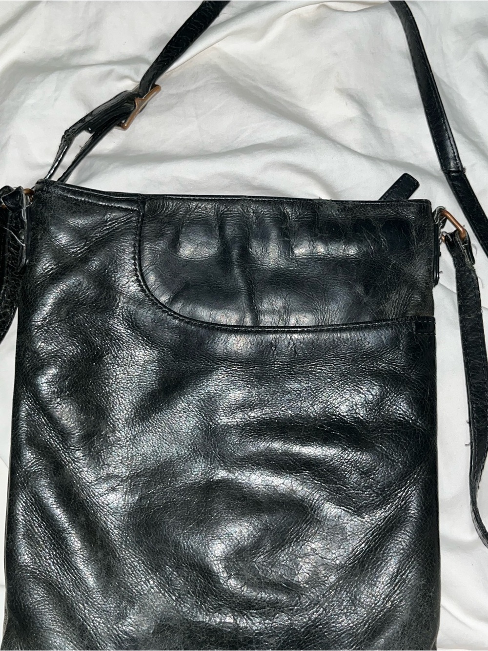 margot Black Leather Zip Pouch